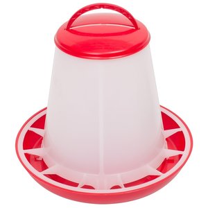 KUNSTSTOF VOERSILO MET DEKSEL, INHOUD 1KG, PP (ROOD / WIT)