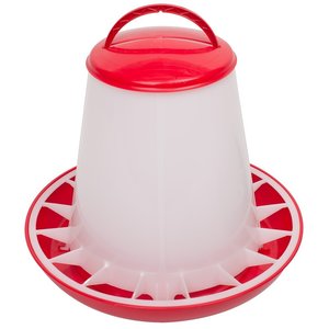 KUNSTSTOF VOERSILO MET DEKSEL, INHOUD 3KG , PP (ROOD / WIT)