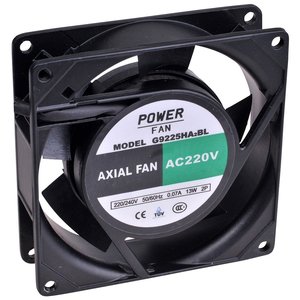 POWERFAN, VENTILATOR, 230V AC, 92X92X25MM, KOGELLAGERS / KABELS / ROOSTER